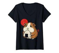 Damen Kawaii Anime Manga Otaku Samurai Japan Ramen Y2K Cyberpunk T-Shirt mit V-Ausschnitt