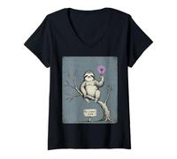 Damen Kawaii Anime Manga Otaku Samurai Japan Ramen Y2K Cyberpunk T-Shirt mit V-Ausschnitt