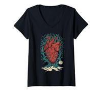 Damen Kawaii Anime Manga Otaku Samurai Japan Ramen Y2K Cyberpunk T-Shirt mit V-Ausschnitt