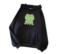 Damen Kawaii Hoodie Kapuzenpullover Herbst Winter Warm Frosch Pulli Outwear Langarm Sweatshirt MäDchen Pullover Bluse Tops Hoodie Japanischen Stil Kawaii Karikatur Kapuzenpullover