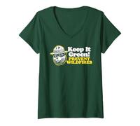 Damen Keep It Green! Prevent Wildfires Vintage Smokey Bear Retro T-Shirt mit V-Ausschnitt