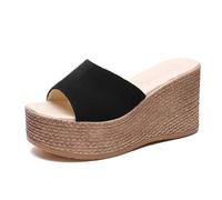 Damen Keil-Hausschuhe - Zehenpartie, Klassische Passform, Bequeme Sandalen-Slipper, lässig für Zuhause