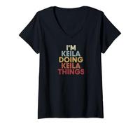 Damen Keila Name Keila Personalized Name First Given T-Shirt mit V-Ausschnitt