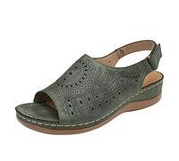 Damen Keilabsatz Sandalen Sale Aushöhlen Sandals Frauen Plateau Sandaletten Verstellbare mit Klettverschluss Sandale Strand Trekkingsandalen Slipper Outdoor Wanderschuhe Sommer Bequem Hausschuhe