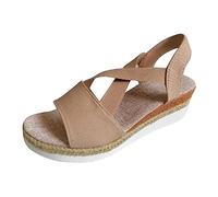 Damen Keilabsatz Sandalen Sale Frauen Gekreuzte Sandaletten mit Elastischem Riemen Plateau Pantoletten Freizeit Strandschuhe Low Heel Keilsandalen Bequem Elegant Sommerschuhe Sommer Sandale