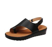 Damen Keilabsatz Sandalen Sommer Zehensandalen Zehentrenner Hallux Valgus Damen Schuhe Bequem Mode Riemchensandalen Strandsandalen,Schwarz,US8/EU39