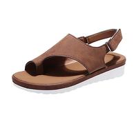Damen Keilabsatz Sandalen Sommer Zehensandalen Zehentrenner Hallux Valgus Damen Schuhe Bequem Mode Riemchensandalen Strandsandalen,Braun,US9/EU40