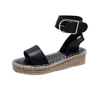 Damen Keilabsatz Sandals Sale Geflochten Sandalen Frauen Plateau Sandaletten Dicke Sohle Sandal Verstellbare mit Metallverschluss Sandale Runde Zehen Sandalette Rutschfeste Hausschuhe Riemchen Slipper