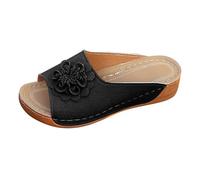 Damen Keilsandalen Außenhandel Sandalen Faule Menschen Eine Flache Unterseite Ein Wort Strand Hausschuhe Keilabsatz Schuhe Mit Für Sommer Pantoletten 39 Bequem Sommersandalen Slide Absatz Schwarz