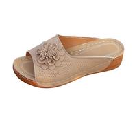 Damen Keilsandalen Außenhandel Sandalen Faule Menschen Eine Flache Unterseite Ein Wort Strand Hausschuhe Keilabsatz Schuhe Mit Für Sommer Pantoletten 39 Bequem Sommersandalen Slide Absatz Braun