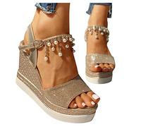 Damen Keilsandaletten Mode Plateau Pantoletten Pumps Clogs Modische Espadrilles Geschlossene Sandalen Flache Flip Flops Frauen Schlappen mit Keilabsatz Pumps Pantoffeln Sommer Offene Schuhe J310