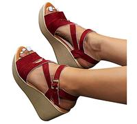 Damen Keilsandaletten Mode Plateau Pantoletten Pumps Clogs Modische Espadrilles Geschlossene Sandalen Flache Flip Flops Frauen Schlappen mit Keilabsatz Pumps Pantoffeln Sommer Offene Schuhe J003