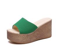 Damen Keilschuhe - Zehenpartie, Klassische Passform, Bequeme Sandalen-Slipper, lässig für Zuhause und Alltag, mit weichem Wildleder-Futter