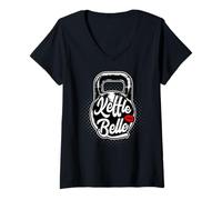 Damen Kettlebell Kettle Belle Fitnesstraining T-Shirt mit V-Ausschnitt