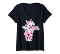Damen Kewpie Baby Amor Cherub Liebesbrief T-Shirt mit V-Ausschnitt