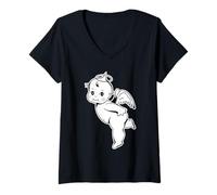 Damen Kewpie Baby Engel Engel niedlich T-Shirt mit V-Ausschnitt