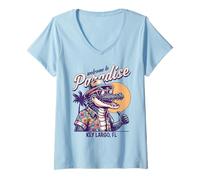 Damen Key Largo Florida Sommer-Distressed-Design im Retro-Stil T-Shirt mit V-Ausschnitt