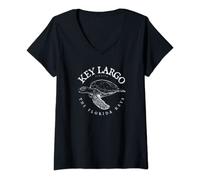 Damen Key Largo Unechte Schildkröte Florida Keys Tauchtee T-Shirt mit V-Ausschnitt
