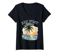 Damen Key West Florida T-Shirt mit V-Ausschnitt