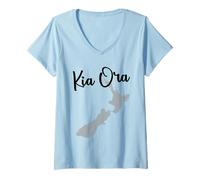 Damen Kia Ora - Neuseeland - Kiwi Gruß Te REO T-Shirt mit V-Ausschnitt