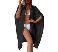 Damen Kimono Cardigan Strand Sommer, Loose Lange Boho Bikini Cover Up, Oversized Mode Leichte Frauen Beachwear Bedecken, Open Front Long Kimono Strandkleid Bluse Bikini Cover-Up für Damen