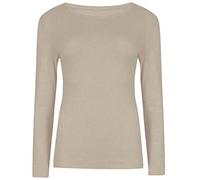 Damen Kinder einfarbiges Basic Top Langarm Damen Mädchen Jungen Uniform T-Shirt Tops Tee U-Ausschnitt Stretch T-Shirt Top Gr. 42-44, beige