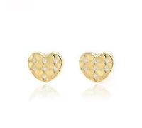 Damen & Kinder Herz Ohrstecker mit zirkon - Gelbgold 9 Karat (375) - Geschenkbox - Garantiezertifikat