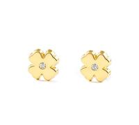 Damen & Kinder Klee Ohrstecker - Gelbgold 9 Karat (375) - Geschenkbox - Garantiezertifikat