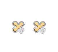 Damen & Kinder Klee Ohrstecker - Zweifarbig gold 9 Karat (375) - Geschenkbox - Garantiezertifikat