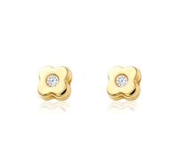 Damen & Kinder vierblättriges Kleeblatt Ohrstecker - Gelbgold 9 Karat (375) - Geschenkbox - Garantiezertifikat