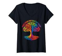 Damen Kindness Peace Equality Love Inclusion Hope Diversity T-Shirt mit V-Ausschnitt