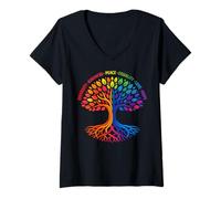 Damen Kindness Peace Equality Love Inclusion Hope Diversity T-Shirt mit V-Ausschnitt