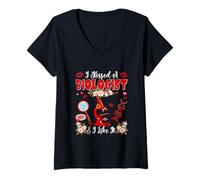 Damen Kissed A Biologist & Like It Valentine's Day Funny Couple T-Shirt mit V-Ausschnitt