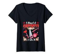 Damen Kissed A Carpenter & Like It Valentine's Day Funny Couple T-Shirt mit V-Ausschnitt