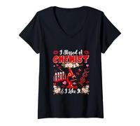 Damen Kissed A Chemist & Like It Valentine's Day Funny Couple T-Shirt mit V-Ausschnitt
