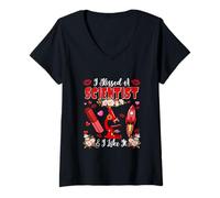Damen Kissed A Scientist & Like It Valentine's Day Funny Couple T-Shirt mit V-Ausschnitt
