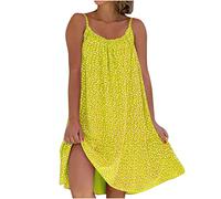 Damen Kleid Bedrucktes Camisole-Kleid Ärmellos Elegant Kleider Sommerkleid Strandkleider Leichte Freizeitkleid Blumen Drucken Kleid Knielang Ärmellos Sommer Kleider Sexy Elegant Kleid