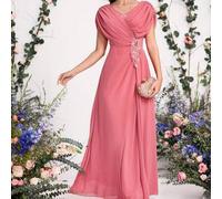 Damen Kleid mit bestickten 3D Blumen für Braut, Brautmutter, Damen Frühlings- und Sommer-Mode Party, Partydatum, Urlaub, Hochzeit, Celebrity-Kleid, mo