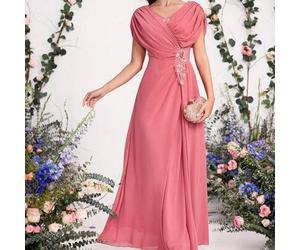 Damen Kleid mit bestickten 3D Blumen für Braut, Brautmutter, Damen Frühlings- und Sommer-Mode Party, Partydatum, Urlaub, Hochzeit, Celebrity-Kleid, mo