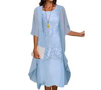 Damen Kleid mit Chiffon Shawl Cardigan Set - Sommerkleid Damen Elegant -Ärmellos Maxikleid Blumen Druck Langes Vintage Kleider Abendkleider elegant für Hochzeit Festlich Cocktailkleid Partykleid