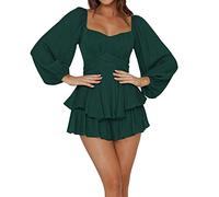 Damen Kleid Sommerkleider Freizeitkleid Minikleid Piratenkostüm Piratenkleid Langarm Puffärmeln Chiffon Tunika Rüschenkleid Swing Kleid Lässige Casual Strandkleid Partykleid für Frauen