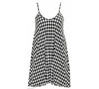 Damen-Kleid, Übergröße, bedruckt, ärmellos, Spaghetti, Cami, Swing-Kleid, Hundezahn, 50/52