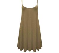Damen-Kleid, Übergröße, bedruckt, ärmellos, Spaghetti, Cami, Swing-Kleid, mokka, 50/52