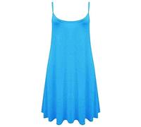 Damen-Kleid, Übergröße, einfarbig, bedruckt, ärmellos, Spaghetti-Träger, Swing-Kleid, türkis, 38-40
