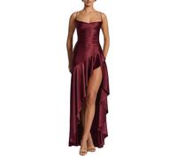 Damen Kleider Ärmelloses Langes Kleid Enges Abendkleider Elegant Lange Ballkleider A-Linie Hochzeitskleid für Festlich Hochzeit Cocktail Party Prom,Weinrot,XL