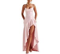 Damen Kleider Ärmelloses Langes Kleid Enges Abendkleider Elegant Lange Ballkleider A-Linie Hochzeitskleid für Festlich Hochzeit Cocktail Party Prom,Pink,S