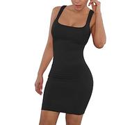 Damen Kleider Angebote Sommerkleider Damen Midi Damen Sexy Sommer-Trägerkleid mit Figurbetonter Passform und quadratischem Ausschnitt Strickkleid A Linie Damenkleider Sommer Knielang
