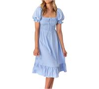 Damen Kleider Geschenke für Frauen V Ausschnitt Off Shoulder Kleid Knielanges Sommerkleid 3/4 arm V-Ausschnitt Midi Festliche Kleid für Hochzeit Maxi Trägerkleid Spaghetti Farbverlauf Sommerkleid
