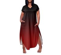 Damen Kleider Sommer Boho-Kleid Leichte Italienische Sommerkleider A Linie Umstandskleid Festlich Stillkleid Luftige Sommerkleid Lang Shirtkleid Multiway Sommerkleidung Schwarzes Maxikleid