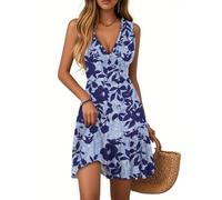 Damen Kleider Sommerkleider Mini Kleid Schicke Sommerkleid Damen Leicht Und Luftig Kleider Elegant Wickelkleid A Linie Kleid Weisses Sommerkleidung Wickeloptik Schwangerschaftskleid Multiway